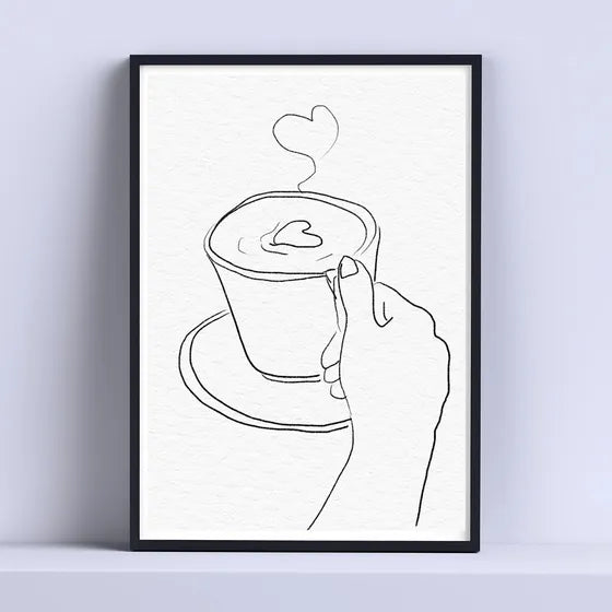 Cuadro Cafe Taza Coffee Lover Minimalista Deco 30x40cm Negro - 23386.35