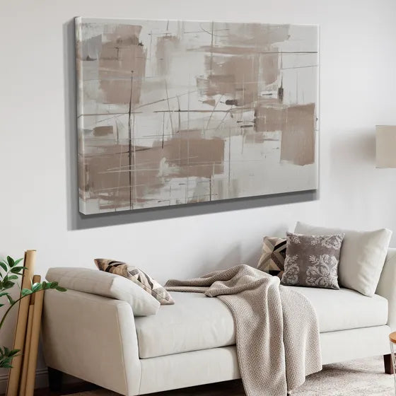 Cuadro Lienzo Decorativo Abstracto Minimalista 75x50 Decory Blanco - 6659.43