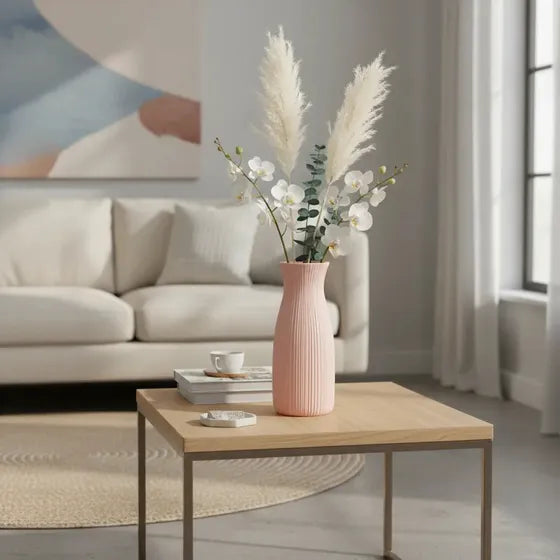 Florero Curvo Acanalado - Nórdico - Minimalista Rosa Nórdico